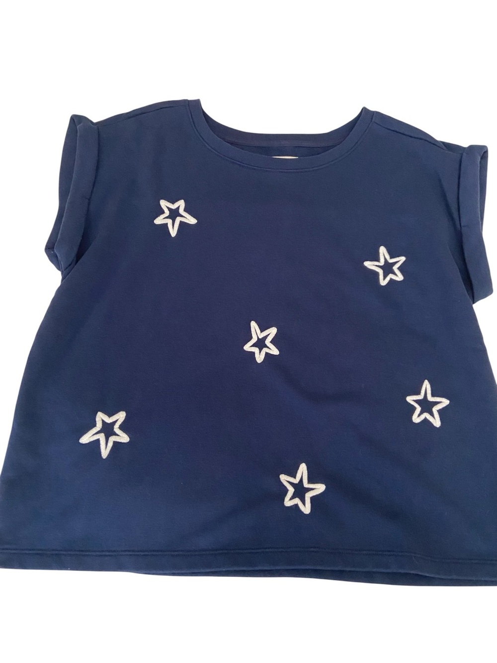 LOU & GREY NAVY STAR SHIRT SLEEVE SWEATSHIRT SIZE SMALL